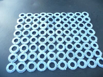 napperon ancien vintage en coton bleu fait main - Photo 1/4