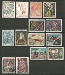 France 1960/1980 un lot de 26 timbres oblitérés art tableaux /TR6614 - Foto 1 di 2