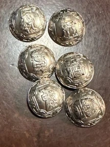 Peru Sterling Silver Marked RR Metal Button (6) 925 Sterling 7/8"w Vintage TX18 - Picture 1 of 9