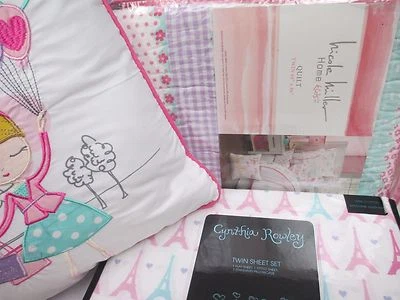 Juego de sábanas acolchadas florales para bicicleta Torre Eiffel de 5 piezas NICOLE MILLER para niños - Doble Foto 1 de 4