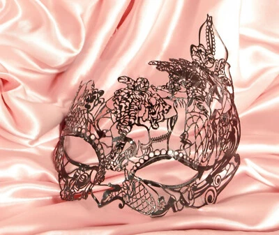 Maschera Veneziana Originale, Metallo e Pietre Preziose Swarovski Made in Italy - Immagine 1 di 4