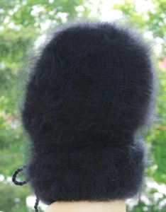 3 capas de lujo Mohair Balaklava soft fuzzy grueso gorro negro - Imagen 1 de 1