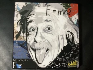 Bild POP ART Albert Einstein E = mc2, Poster, Portrait im Holzrahmen 25x25cm NEU - Picture 1 of 4