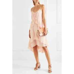 Ulla Johnson Women's Pink Emilia Lace Trimmed Ruffled 100% Silk Dress Size 6