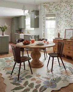 Araceli Floral White Modern HandTufted 100% Wool Area Rug Carpet for Living Room - Picture 1 of 5