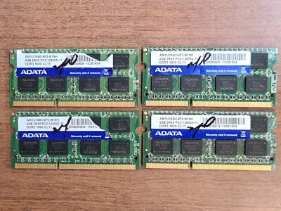 (LOT OF 4) ORIGINAL!! ADATA 4GB 2Rx8 PC3-12800S DDR3 MEMORY RAM AM1U16BC4P2-B19H - Image 1 of 2