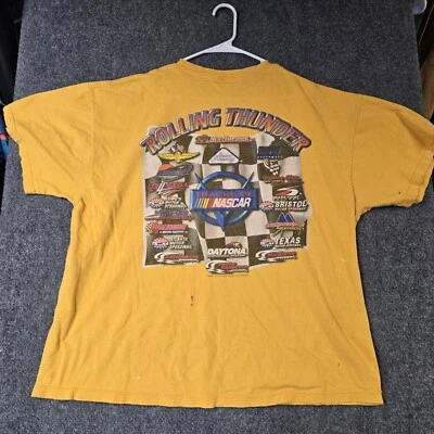 Camisa Nascar Rolling Thunder vintage para hombre 2XL amarilla manga corta estampado gráfico Foto 1 de 4