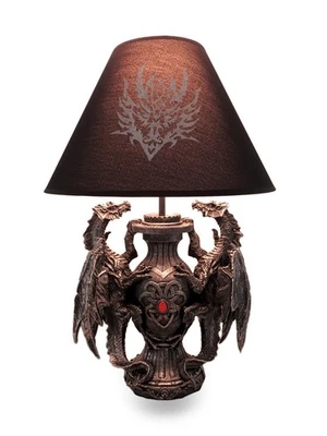 Zeckos Gothic Guardians of Light Medieval Dragons Table Lamp And Printed Shade - Image 1 of 4