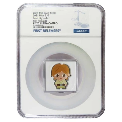 Niue Star Wars Chibi Luke Skywalker 2021 $2 1 oz plata NGC PF70UC FR Foto 1 de 2