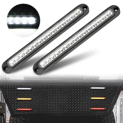 10" 2PC 15-LED Sealed Trailer White RV Truck Stop Rear Tail Brake Turn Light Bar - Image 1 of 4