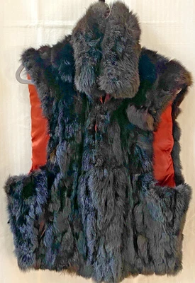 Chaleco de piel genuina con cuello de cremallera completa marrón piel de zarigüeya talla S Mob Wife Foto 1 de 4