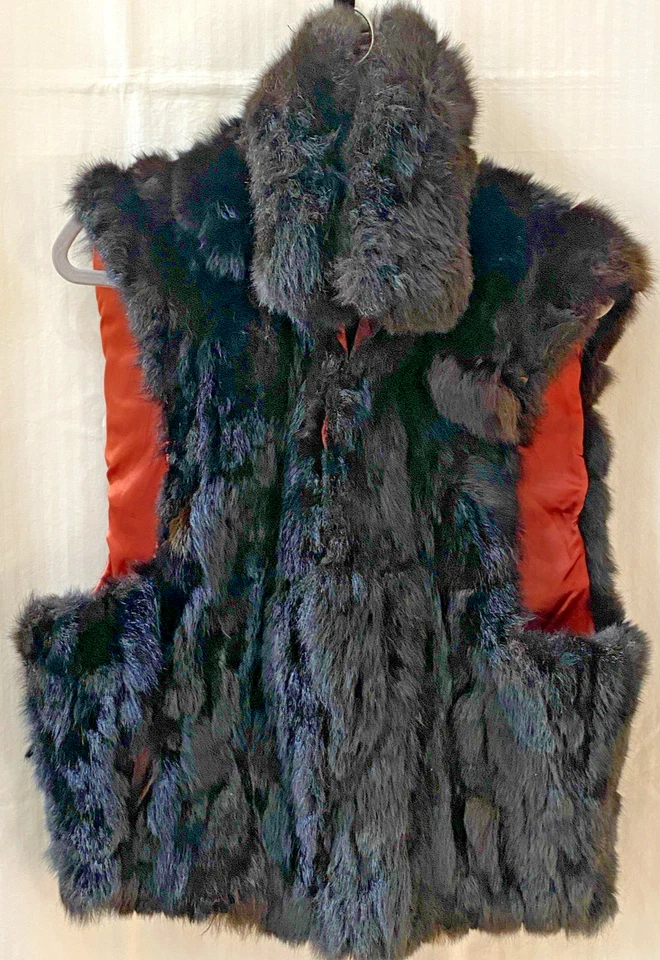 Chaleco de piel genuina con cuello de cremallera completa marrón piel de zarigüeya talla S Mob Wife Foto 1 de 4