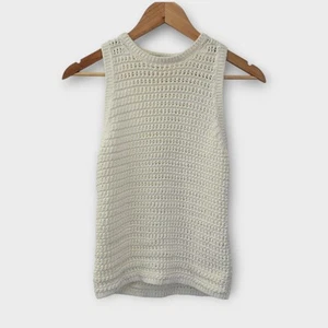 Madewell Sweater Tank Size Small Cream Crochet Open Knit Preppy Academia - Picture 1 of 8