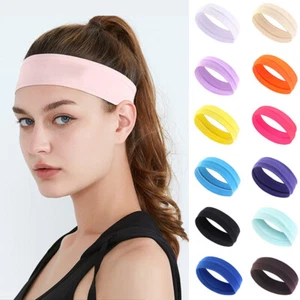 Solid Color Sports Hairband Plain Milk Silk Headband Yoga Elastic Hair Bands DIY - Picture 1 of 40