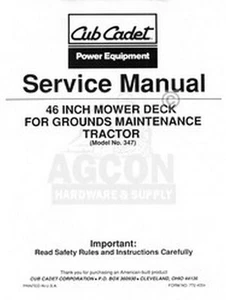 Cub Cadet 46 inch Mower Deck Tractor Service Manual 347 - Picture 1 of 1