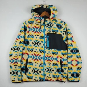 Dravus Sherpa Jacket Mens Small Beige Aztec Southwest Full Zip Hooded Pockets - Picture 1 of 15