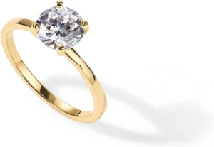 18K Sterling Silver Gold round Cut Solitare 1.5 CT Moissanite Engagement Ring fo - Picture 1 of 6