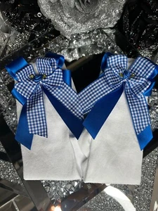 KNEE HIGH LONG SOCKS 💝School 🎀 Bow Gingham Check School Uniform Nursery  ❤️ - Picture 1 of 25