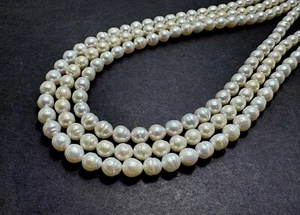 AAA High-Quality White Baroque Freshwater Pearl 6mm Round Beads – PGS77 - Picture 1 of 3