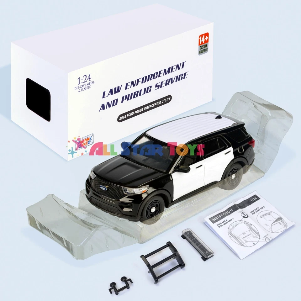 2022 Ford Explorer Police BUILDER KIT 1:24 Diecast Motormax BLACK WHITE 76988 - Image 1 of 1