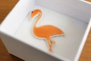 MARC JACOBS seltene Flamingo Brosche Corsage orange - Bild 1 von 6