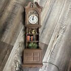 Vintage Spartus Grandfather Hanging Wall Bookcase Mcm Works Ferns Clock 23.5"