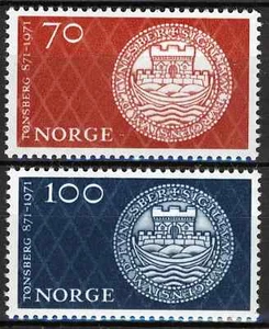 1244 Norway 1971, NK 666-67, City of Tonsberg MNH, MI 619-20, SC #568-69. - Picture 1 of 1