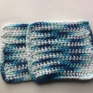 SET OF 2 CROCHET COTTON DISH CLOTHS /WASH CLOTHS 8 X 7 INCHES - Picture 1 of 3