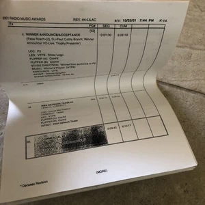 Radio Music Awards Program Set List 2001 - Picture 1 of 4