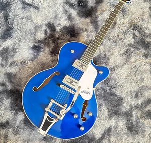 Guitarra Eléctrica Jazz Semi Hueca Azul Pastilla HH Golpeador Crema Diapasón Negro - Imagen 1 de 10