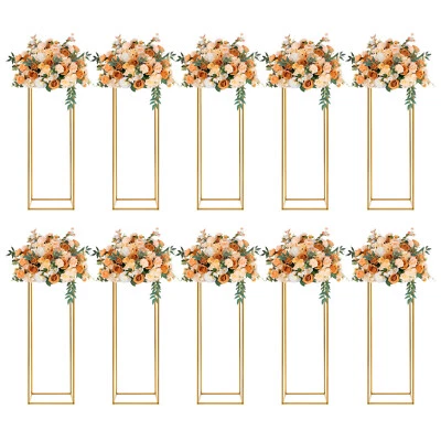 Подставка-цветок для свадебного стола 10x 31,5 дюйма высота золотые металлические центральные элементы декор - Изображение 1 из 4