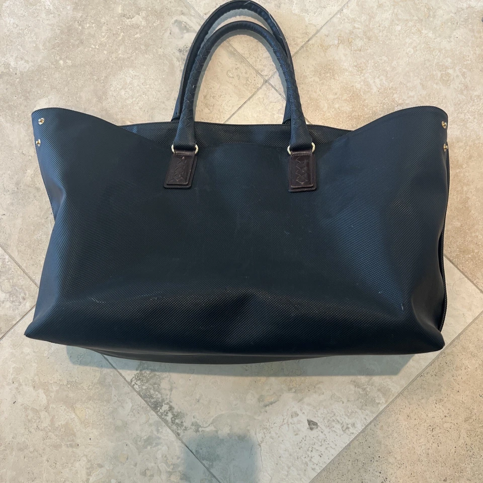 Bottega Veneta Tote Bag Intrecciato Marco Polo 222498 Black Brown PVC Leather LG - Image 1 of 4