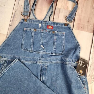 Dickies Latzhose Indigo Blau Herren 42x30 Neu mit Etikett Werkzeugtaschen Dreifachnaht Stiefel - Bild 1 von 11