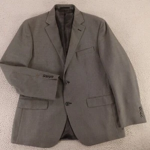 Geoffrey Beene Jacket M Black Gray Check Polyester Blazer Sport Coat 42R - Picture 1 of 16