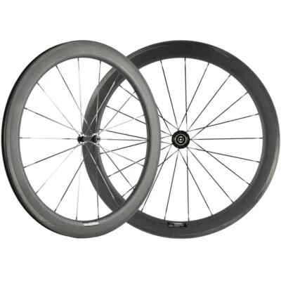 700C Carbon Wheels Road Cycling Wheelset Clincher Tubeless U Shape UD Matte - Image 1 of 4