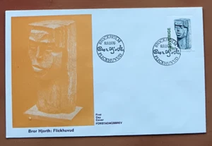 SWEDEN 1976 WOOD SCULLPTOR BROR HJORTH ART SWEDISH CACHET FDC UNADDR - Picture 1 of 1