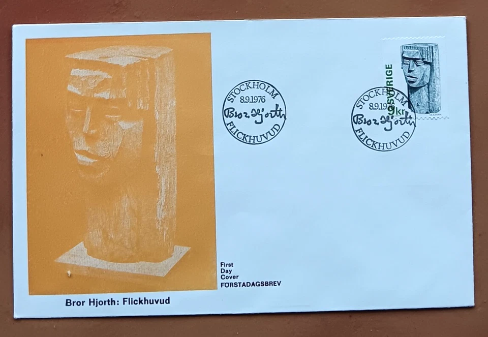 SWEDEN 1976 WOOD SCULLPTOR BROR HJORTH ART SWEDISH CACHET FDC  UNADDR - Image 1 of 1
