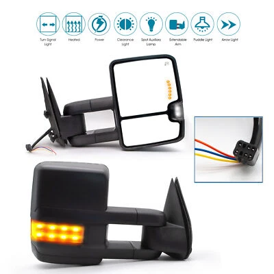 Espejos retrovisores de remolque eléctricos térmicos para GMC Yukon XL 1500 2500 2001-02 izquierda+derecha negros Foto 1 de 4