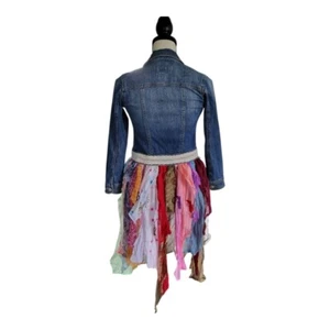 Boho Upcycled Old Navy One Of A Kind Girls Jean Jacket Size M(8) - Picture 1 of 8