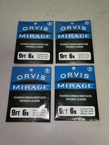 Orvis MIRAGE Fluorocarbon Knotless Tapered Leader 4 Pack, 9ft 6X - Picture 1 of 2