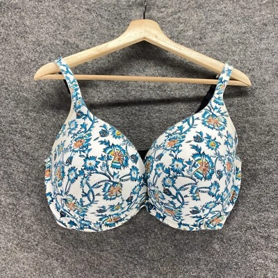 Sujetador Bralette Sin Marca Mujer XL Blanco Floral Push Up Opaco Con Aros Foto 1 de 3