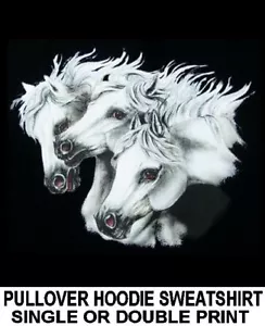 BEAUTIFUL GRAY WHITE ARABIAN ARAB STALLION ART HORSE SHOW HOODIE SWEATSHIRT 309 - Picture 1 of 12