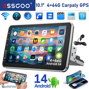 10.4" Single 1DIN Car Stereo Radio Apple CarPlay Android Auto IPS BT Head Unit - Picture 1 of 14