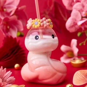 China Starbucks 2024 Snake Year Garden Cute Snake Shaped 31oz Glas Strohhalm Becher - Bild 1 von 3