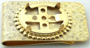 25x18 25m x 18mm Cabochon Brush Finish Gold Color Money Clip Mounting CF251 - Picture 1 of 3