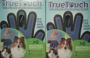 2 Guanti True Touch 5 Dita Facile Toelettatura Animali Rapida Spedizione Gratuita! - Foto 1 di 1