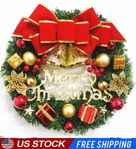 Christmas Wreath Xmas Gift Wall Front Door Home Decor Garland Yard Decorations - Picture 1 of 5