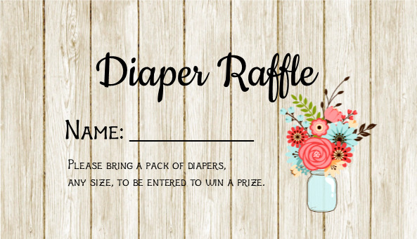 Rifa De Pañales Tarjetas Y Letrero. Printable Diaper Raffle 