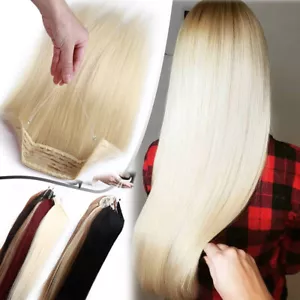 White Blonde 100% Remy Human Hair Extensions Secret Wire In Headband THICK - Picture 1 of 40