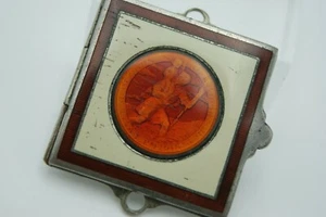 † ST CHRISTOPHER VINTAGE ENAMELED MEDAL CAR DASHBOARD TRAVEL PROTECTOR FRANCE † - Picture 1 of 10